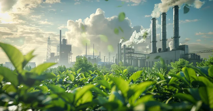 緑に囲まれた工場のイメージ